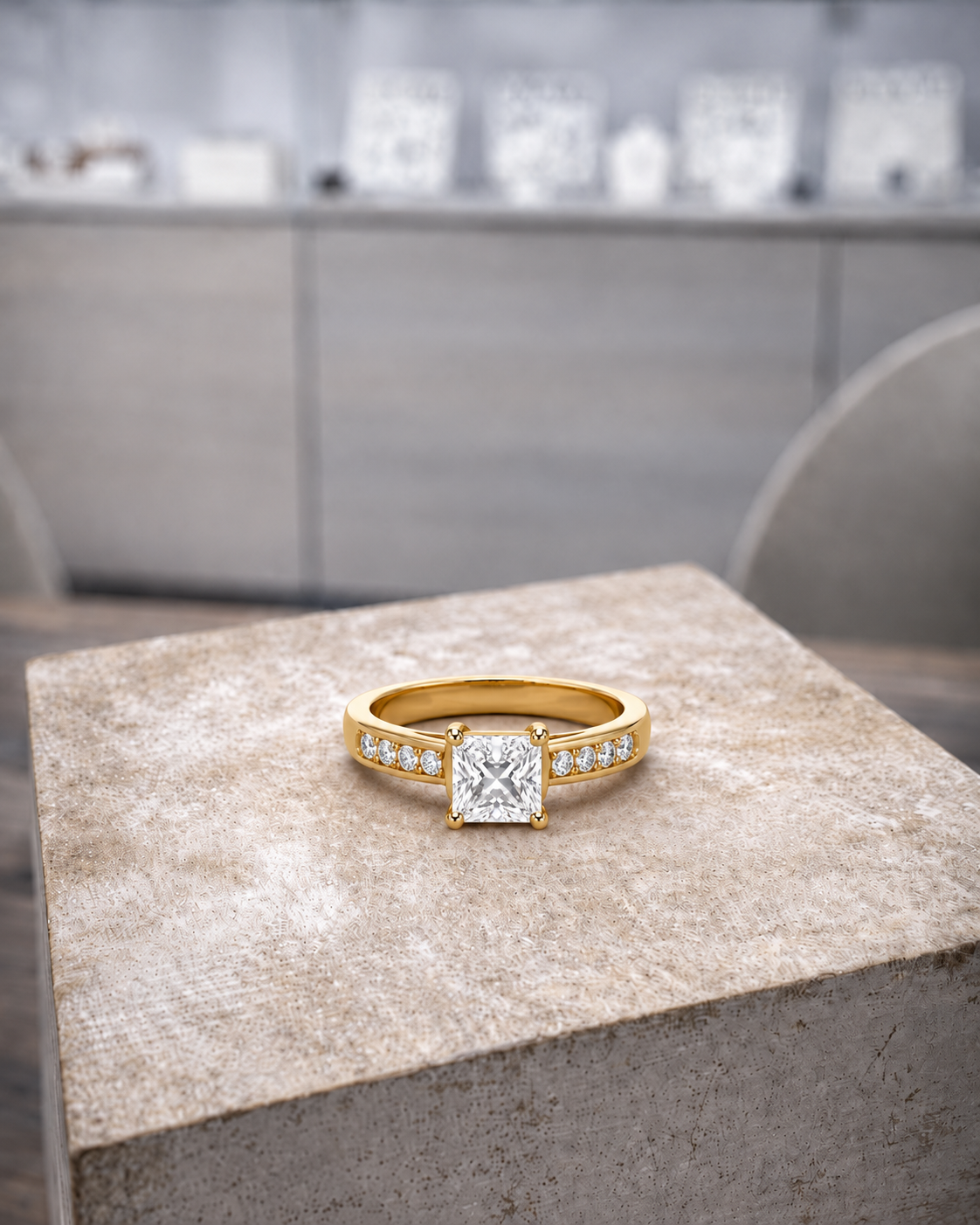 Bague en or et diamant princesse, pièce finie